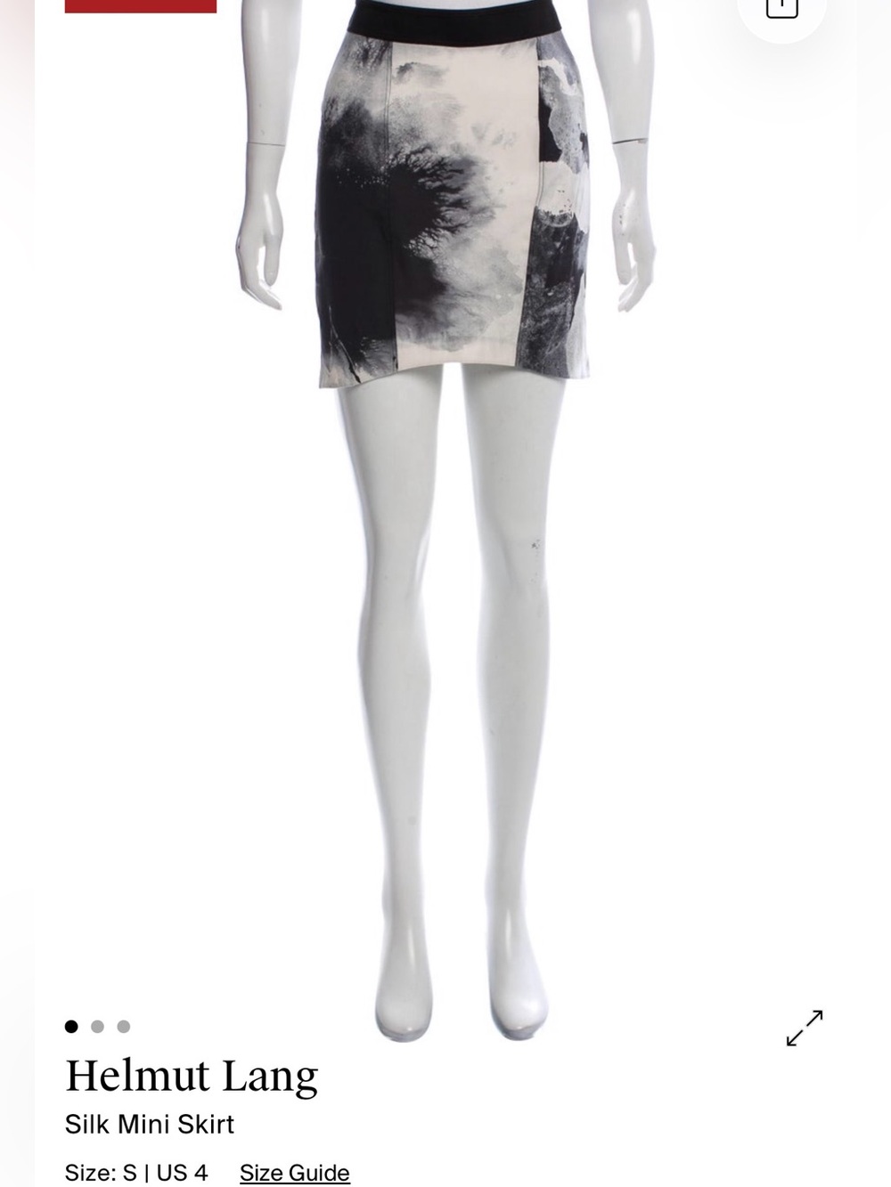 Helmut Lang Monochrome Abstract Print Mini Skirt